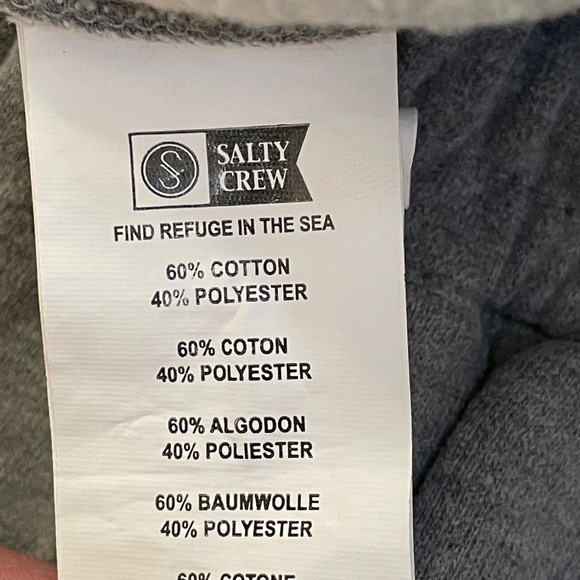 Salty Crew Mens Heather Gray Fleece Sweat Shorts Find Refuge In The Sea Medium - Picture 3 of 10